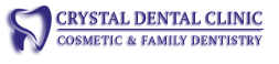 The image features a logo with text, including  Crystal Dental Clinic,   COSMETIC   FAMILY DENTISTRY,  and  Dentist   Cosmetic.